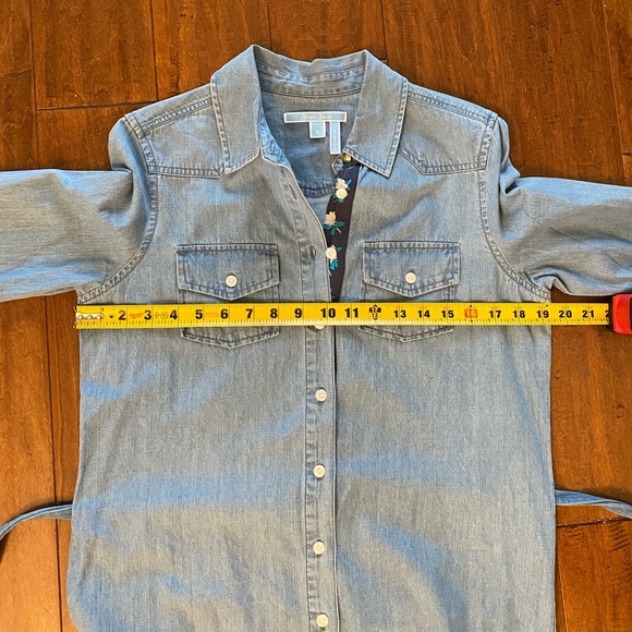 Draper James Chambray Denim Shirt Dress Sz 4 - Picture 10 of 16